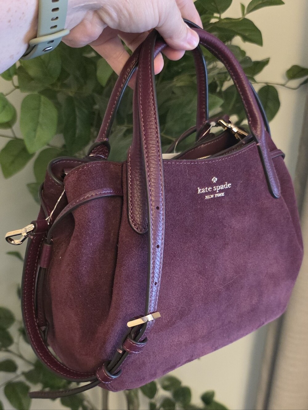 Kate Spade New York Suede Dumpling Deep Cherry - Picture 2 of 7